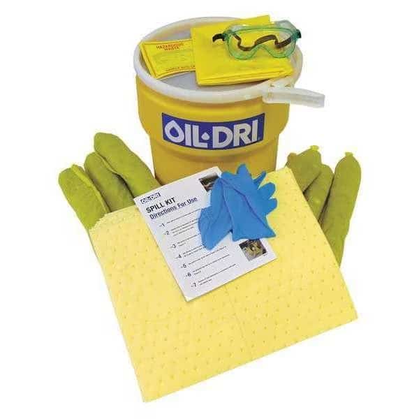 Spill Kit, 10 gal Volume Absorbed per Kit, 10 gal Capacity, Lab Pack, Yellow