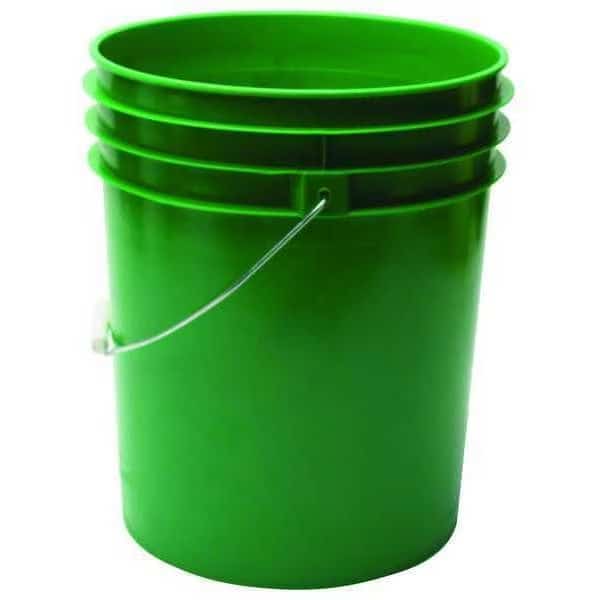 5 gal Open Head Pail, Plastic, Green, 12-3/8 in Dia, 14-3/4 in H