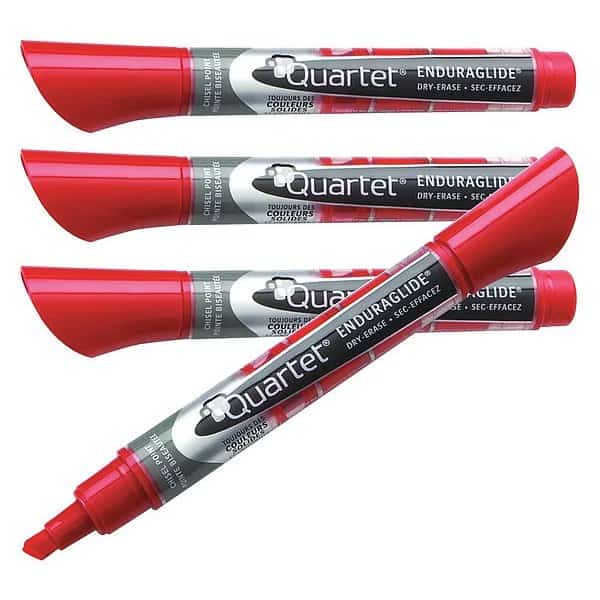 Dry Erase Marker, Chisel Tip, Red, PK12 Low Odor
