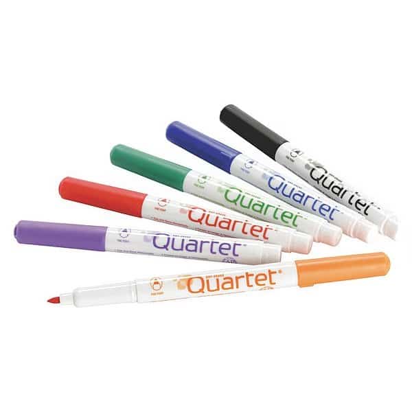 Dry Erase Marker, Fine Tip, Assorted Colors, PK6 Low Odor