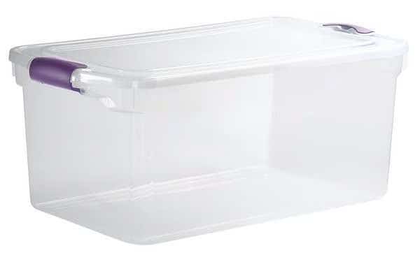 Storage Tote W/ Lid, 16 gal, 28-3/4 in L, 16 in W, 10-5/8 in H, Clear, Polypropylene
