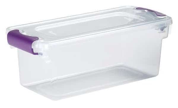 Storage Tote W/ Lid, 1.8 gal, 16-1/4 in L x 7 in W x 6-1/8 in H, Clear, Polypropylene