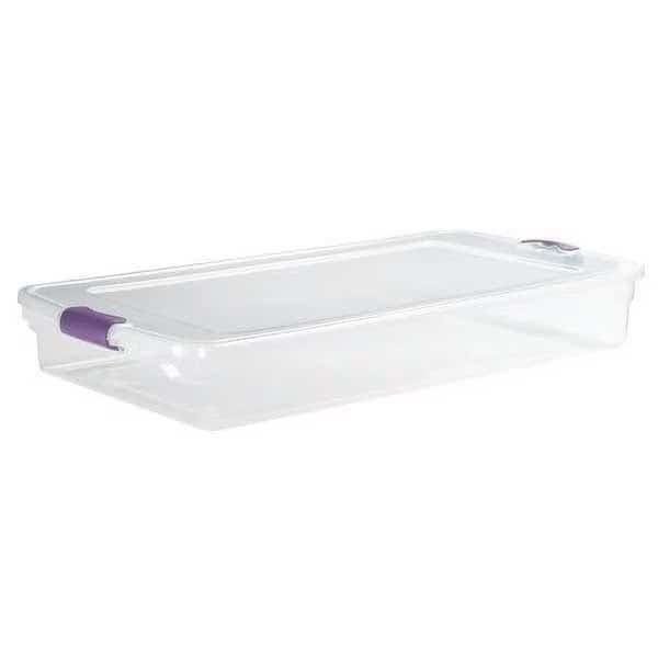 Stackable Storage Tote W/ Lid, 15 gal, 40 in L x 20 in W x 6-1/8 in H, Clear, Polypropylene