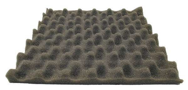 Acoustic Foam, 0.6 NRC, Polyurethane Foam, 27 in W, 4 3/8 ft L, 1 in Thick, Gray, 4 PK