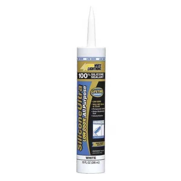 All Purpose Sealant, 10 oz, Cartridge, Clear, Silicone Base, WHITE LIGHTNING, Mfr# W11111010