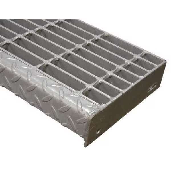 Carbon Steel Stair Tread, Carbon Steel Smooth Surface, 30 in W, 9 3/4 in D, Checker Plate