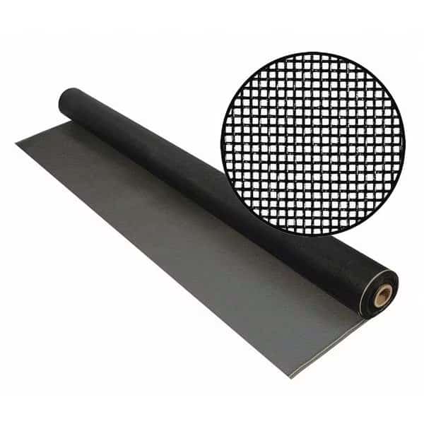 Door and Window Screen, Fiberglass, 48 in W, 25 ft L, 0.013 in Wire Dia, Charcoal