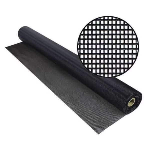 Door and Window Screen, Vinyl Coated Polyester, 72 in W, 100 ft L, 0.018 in Wire Dia, Black, PHIFER, Mfr# 3026269