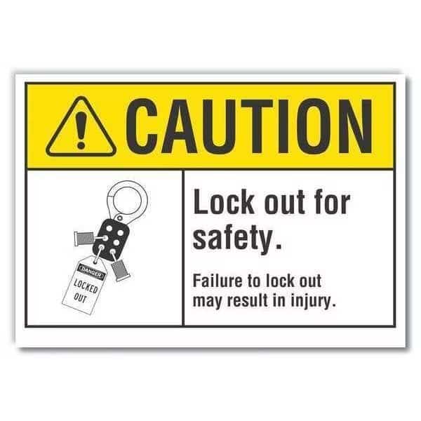 Lockout Tagout Caution Reflective Label, 7 in Height, 10 in Width, Reflective Sheeting, English, LYLE, Mfr# LCU3-0102-RD_10x7