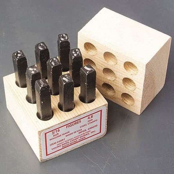 Steel Stamps Set, 2-5/8" Shank L, Steel, 6091
