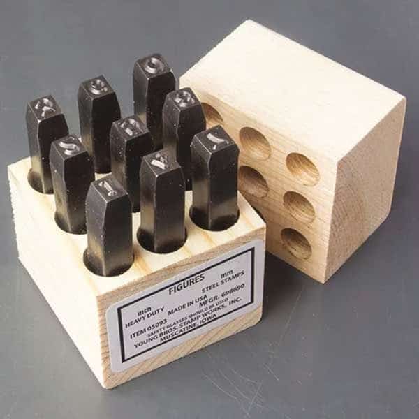 Steel Stamps Set, 3-3/4" Shank L, Steel, 9093