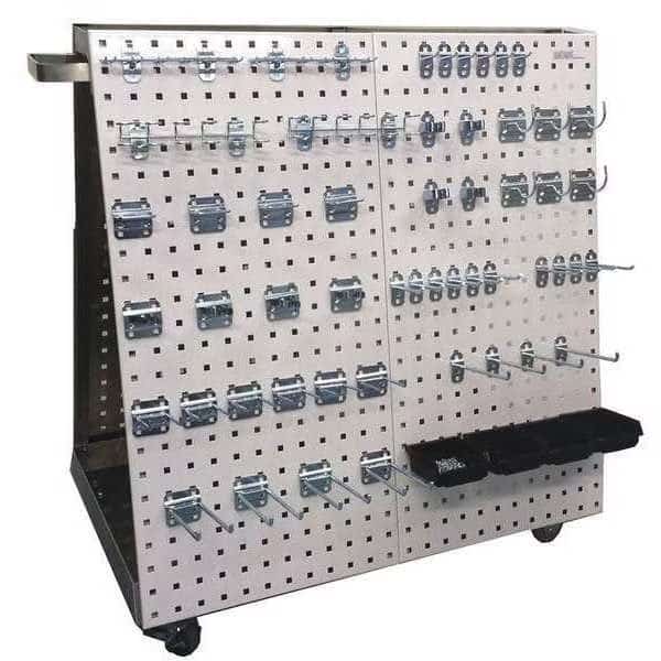 36-3/4 In. L x 39-1/4 In. H x 21-1/4 In. W Aluminum Frame Tool Cart 56 pc. LocHook Asst 4 Hanging Bins