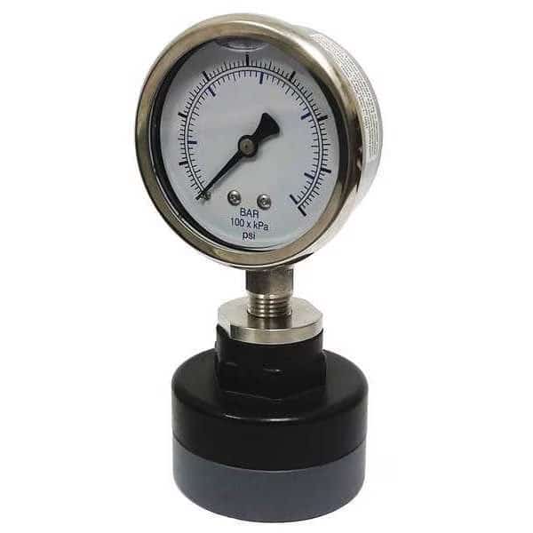 Pressure Gauge with Diaphragm Seal, 0 to 100 psi, 2 1/2 in Dial, 1/4 in NPT, Bottom Location