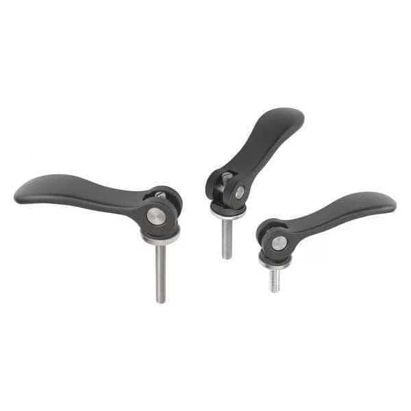 Cam Lever Adjustable S9 6-32X30, A=36, 2, B=14, 4, Aluminum Black Powder-Coated, Comp: Stainless Steel