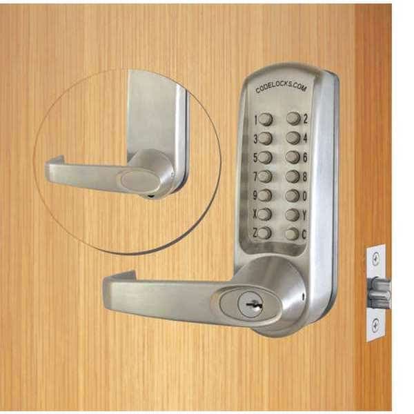 Mechanical Lockset, Brushed Steel, Lever, CODELOCKS, Mfr# CL610-BS