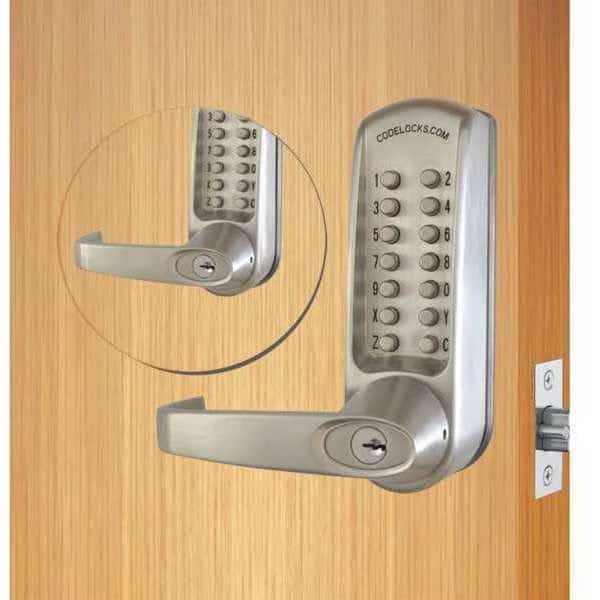 Mechanical Lockset, Brushed Steel, Lever