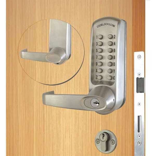 Mechanical Lockset, Brushed Steel, Lever