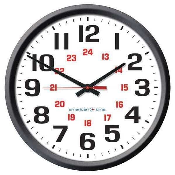 Clock, Plastic Case, 12/24 hr. Format, 110V
