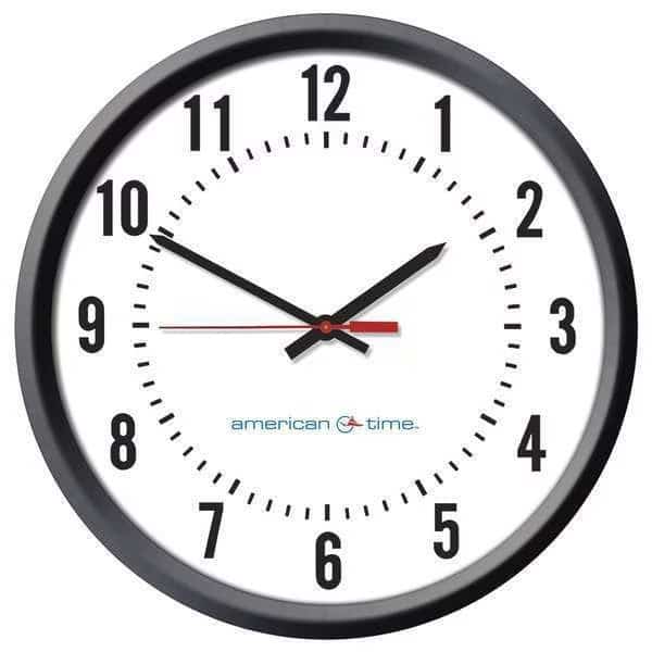 Clock, Round, 13-1/4" W, 12/24 hr. Format