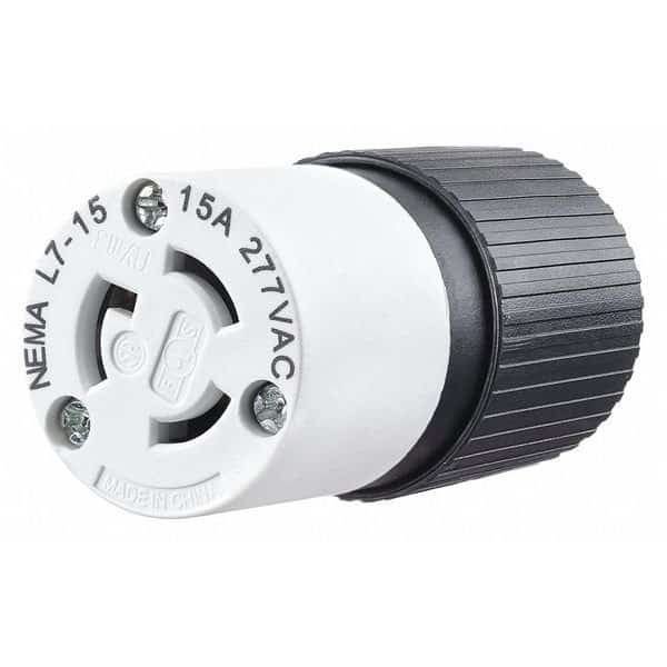 Locking Connector,Black/White,277VAC,15A, Mfr#: 4779NC, BRYANT
