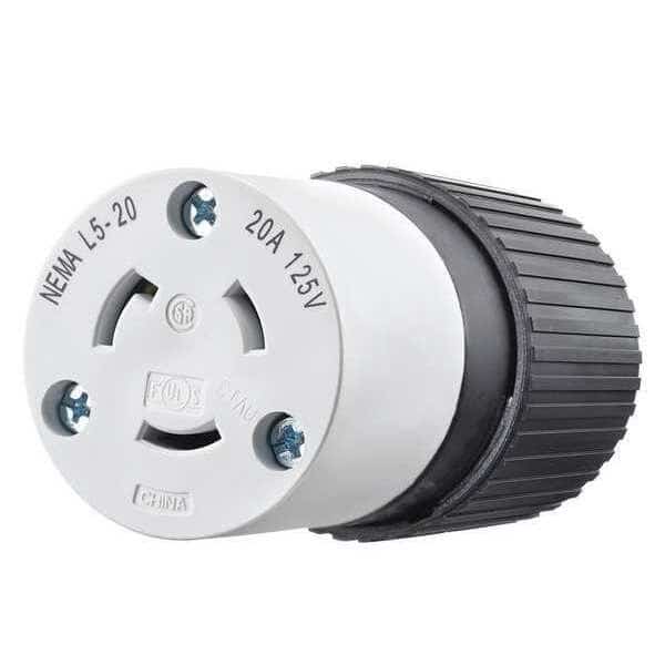 Locking Connector, L5-20R, 20 A, 125V AC, Single Phase, 2 Pole, Screw Terminals