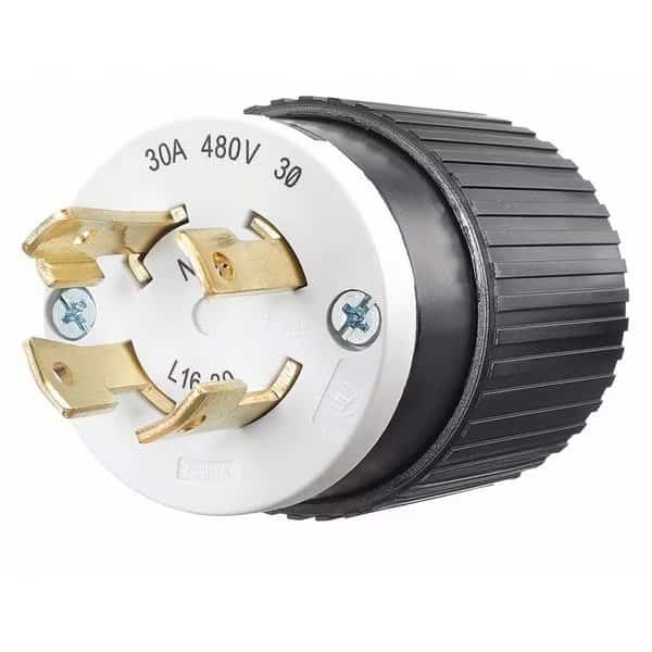 Locking Plug, L16-30P, 30 A, 480V AC, Three Phase, 3 Pole, Screw Terminals