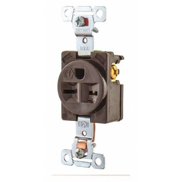 Receptacle,Brwn,15A,Nylon,1.5 HP,2 Poles, Mfr#: 5661, BRYANT