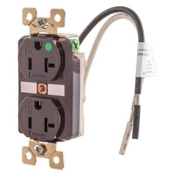 Straight Blade Receptacle, 5-20R, 20 A, 125V AC, 2 Pole, 3 Wire, Flush Mount, Single