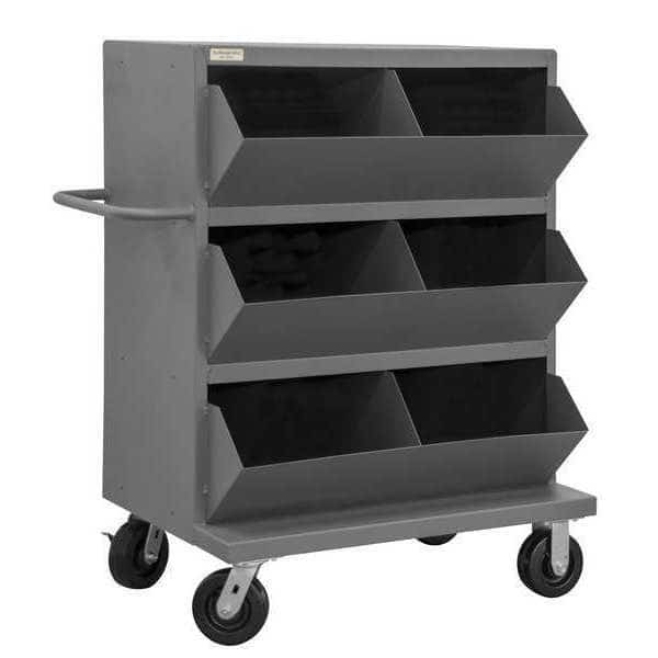 Steel Mobile Storage Bin, 24 in D x 49 1/4 in H x 36 in W, 4 Shelves, Gray
