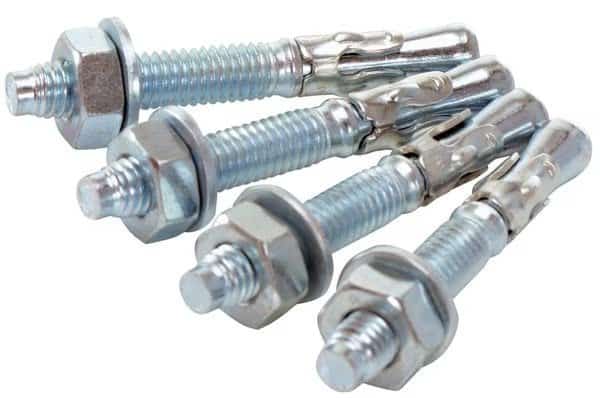 Wedge Anchor, 3/8" Dia., 3" L, Steel Zinc Plated, 4 PK