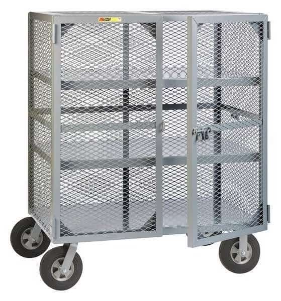 Dual-Latch Welded Mesh Security Cart with Fixed Shelves 1,500 lb Capacity, 33 in W x 49 in L x, Little Giant, Mfr#: SC2-3048-10SR