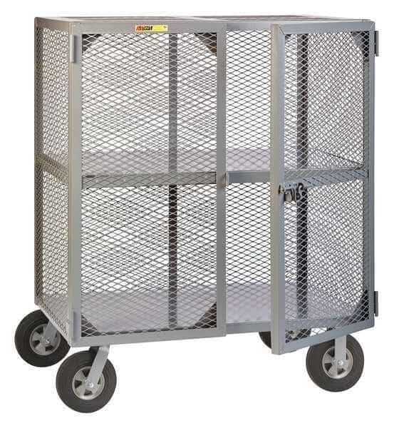 Dual-Latch Welded Mesh Security Cart with Fixed Shelves 1,500 lb Capacity, 33 in W x 49 in L x, LITTLE GIANT, Mfr# SC-3048-10SR