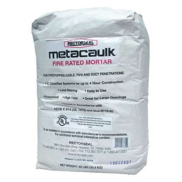 Fire Barrier Mortar,Bag,45 lb., Mfr#: 66334, METACAULK