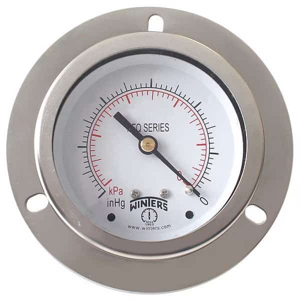 Panel-Mount Pressure Gauge, 0 to 600 psi, 2 1/2 in Dial, 1/4 in NPT, Center Back Location