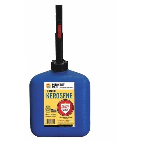 Gas Can, HDPE, 2 gal, Cap, Spout Blue, Kerosene