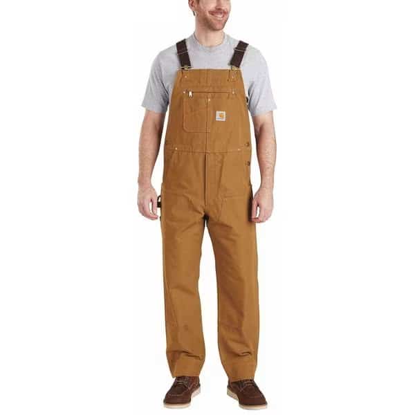 102776 Bib Overalls, Cotton, 12 oz Fabric Weight, 28 in Inseam, Brown, 46 x 28