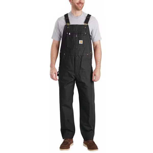 102776 Bib Overalls, Cotton, 12 oz Fabric Weight, 34 in Inseam, Black, 40 x 28