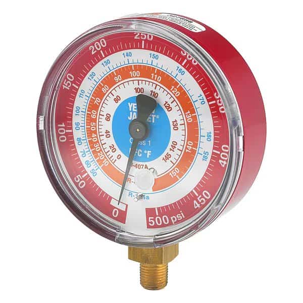 High Side Gauge, 3 1/8 in Dia, Red