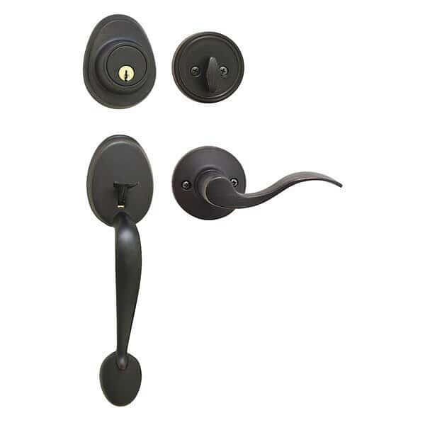 Lever Lockset, Aged Bronze, Wave Style