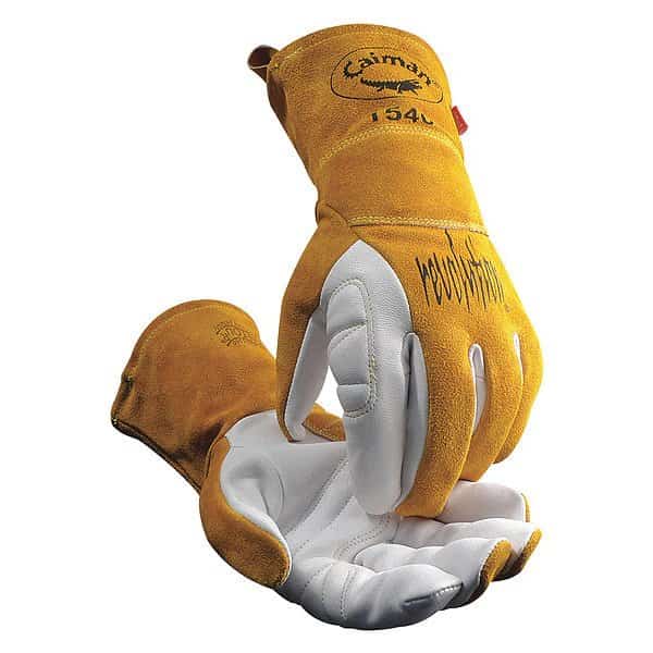 TIG Welding Gloves, Premium Goat Grain, Padded Palm, Gauntlet Cuff, M, 1 Pair