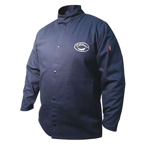 Welding Jacket, 4XL, Navy, 60" to 62" Chest