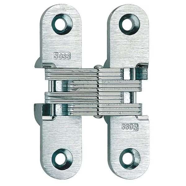 Concealed Hinge, Zamac/Steel, Full Mortise Mounting, 5/8 in Leaf W x 2 3/4 in Leaf H, Satin Chrome