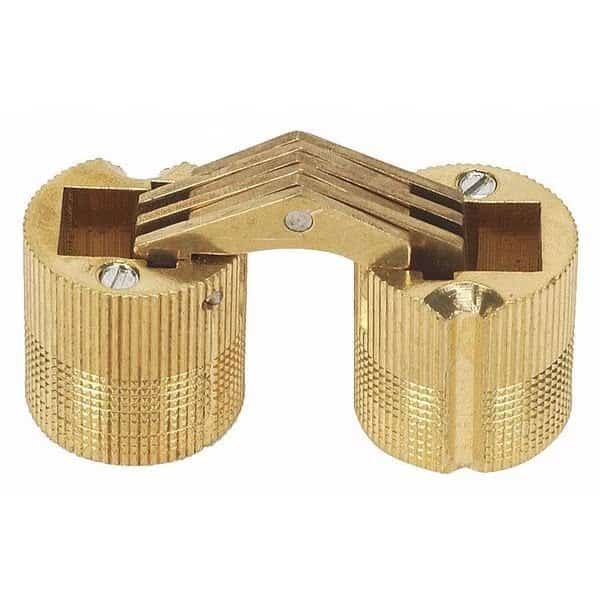 Hidden Barrel Hinge, Brass, Full Mortise Mounting, 5/16 in Leaf W x 25/64 in Leaf H, Satin Brass