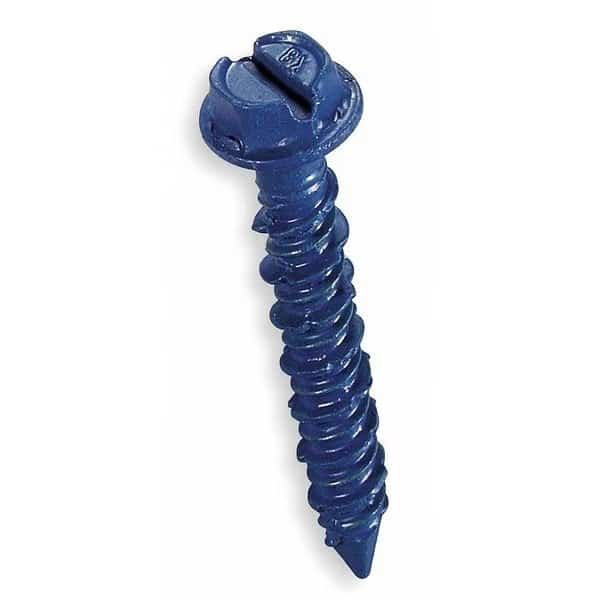 Tapcon Masonry Screw, 3/16" Dia., Hex, 2-1/4" L, Steel Blue Climaseal, 100 PK