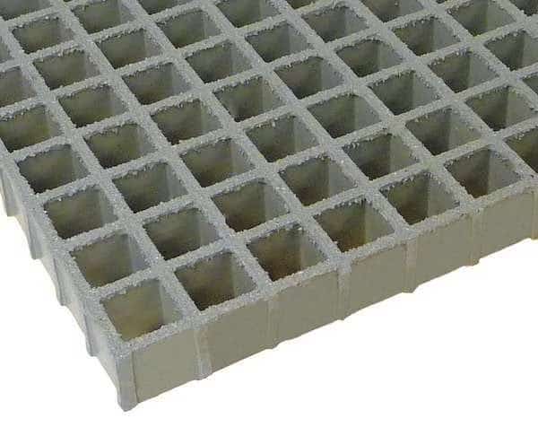 Fiberglass Molded Grating, 72 in Span, Grit-Top Surface, Light Gray