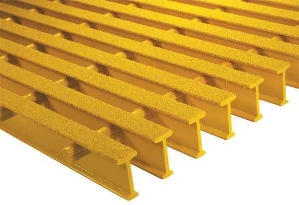Fiberglass Pultruded Grating, 60 in Span, Grit-Top Surface, ISOFR Resin, Yellow