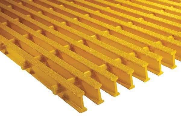 Fiberglass Pultruded Grating, 48 in Span, Grit-Top Surface, ISOFR Resin, Yellow