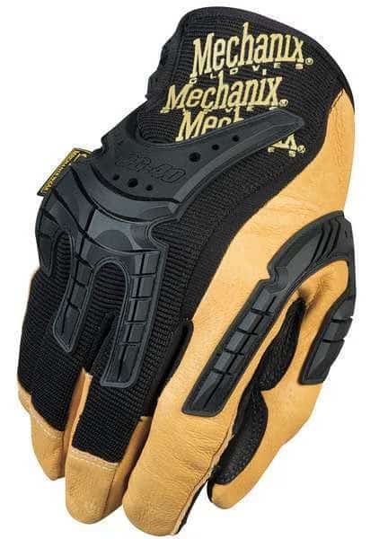 CG40-75 Mechanics Gloves, Genuine Leather Palm, Spandex Back, 9, Black/Brown