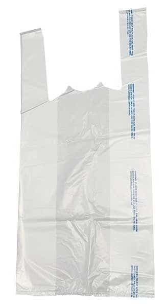 T-Shirt Bags, White, 23 In. L, PK1000