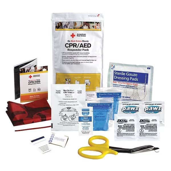 CPR/AED Responder Pack, Plastic Bag, 16 Components, 1 People Served